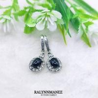 ราคา L6416 ต่างหูนิลแท้ ( Natural Onyx ) แบบอิงลิชล็อค ตัวเรือนเงินแท้ 925 ชุบทองคำขาว (28794857800)
