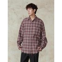 ราคา UARIED Retro ลายสก๊อตสีแดงทําลายแปรง Distressed เสื้อลายสก๊อตผู้ชายผู้หญิงหลวมลายสก๊อต Casual แขนยาว Chunqiu (41480569371)