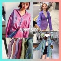 ราคา Sunnyเสื้อเชิ้ตซาตินผ้าเงาประกายมุกเล่นแสงไฟเกรดดีมาก‼️ไม่มีกระเป๋าเสื้อ‼️ (5415880626)