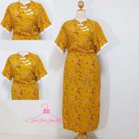 ราคา อก46-50นิ้ว ชุดเดรสยาวคนอ้วนคอจีนแต่งกระดุมจีนผ้าชีฟองสีเหลืองลายดอกไม้แขนแต่งปอมๆ อกฟรีไซส์46-50นิ้ว (7615432922)