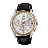 ราคา Casio Standard นาฬิกาข้อมือผู้ชาย สายหนัง รุ่น MTP-1374L,MTP-1374L-7A - สีเงิน (1163886321)
