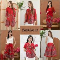 ราคา MERAH RM Red Series - Batik Series Red / Modern Red Batik Blouse Dress / Chinese New Year Sincia Clothes (10680767446)