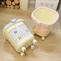 ราคา Heart charm ถังขยะสีพาสเทลลายตารางหมากรุก มีล้อ (44163503864)