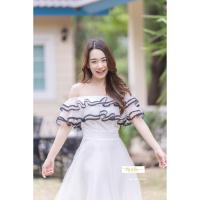 ราคา ปาดไหล่แถบดำ เดรสสั้นปาดไหล่ (8958455312)