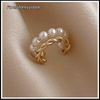 ราคา [FF] ใหม่เกาหลีสีทอง Double-Layer วงกลม Twist Pearl Ear Cuff Vintage Geometric Circle Earcuff ปลอมเจาะไข่มุกคลิปเครื่องประดับ [TH] (46613131447)