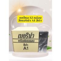 ราคา ครีมย้อมผมยกโหล 12 กล่อง เบอริน่า A1 สีดำ (23563784039)