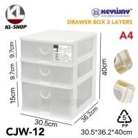 ราคา Keywayกล่องลิ้นชัก (ใส่A4ได้) ลิ้นชักอเนกประสงค์3ชั้น สีใส เเข็งเเรงทนทาน รุ่น CJW-12 (25776906455)