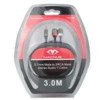 ราคา สายเคเบิล Jack 3.5mm. TO 2RCA ยาว 3M. ยี่ห้อ MACNUS รุ่น HC5106B PREMIUM CABLE สินค้ารับประกัน 1ปี (1800819517)