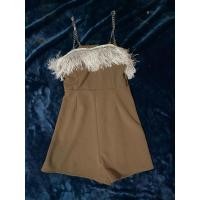 ราคา 23.จั๊มสูทขนนกขาสั้นสีน้ำตาล (25508635501)