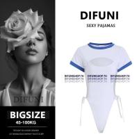 ราคา Plus size Sexy Lingerie ชุดนอนไม่ได้นอนสาวอ้วน ไซส์ ใหญ่ ชุดนอนเซ็กซี่ ชิ้นเดียว สาวอวบ แบบผูกเชือก ทรงเว้า Bodysuit Sexy คอสเพลย์ เซ็กซี่ ชุดนักศึกษา ผ้ายืดหยุ่นได้ดี แขนสั้น คอกลม คัตเอาท์เป้า Bigsi