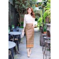 ราคา ชุดเดรสผ้าไทยพิมพ์ทองทรงยาว (15738121776)