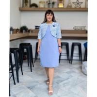 ราคา Plus size เดรสสาวอวบ แต่งกั๊กผ้าชาแนล ตัวชุดเดรสผ้ายืดวูลเวฟ ใส่ทำงานออกงาน สำหรับสาวอวบ (22651898747)