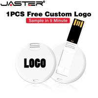 ราคา JASTER ฟรีโลโก้ที่กําหนดเองการ์ดรอบ USB แฟลชไดรฟ์ 128MB 4GB 8GB ธุรกิจของขวัญแต่งงาน Pendrive 16GB 32GB 64GB การพิมพ์สีกันน้ํา U Disk 128GB (50757397672)