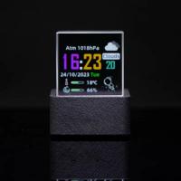 ราคา LED Holographic Crystal Cube 3D Photo Display สมาร์ทสภาพอากาศนาฬิกาดิจิตอลสําหรับโต๊ะตกแต่งรถ GIF Animation อัลบั้มภาพเล่น (56012409728)