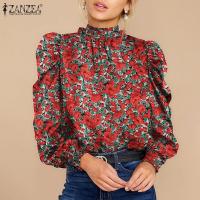 ราคา ZANZEA Women Fashion Casual Long Sleeve O-Neck Floral Printed Blouse (13027018773)