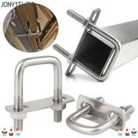 ราคา JONY1TWDD 2 ชุดแคลมป์สี่เหลี่ยม, ท่อเหล็ก U-bolt มุมขวา, แคลมป์ U สกรูทนทานพร้อม Baffle M6 Squa Bolt (26445047631)