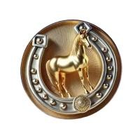 ราคา Coonn เข็มกลัดเกือกม้าศิลปะ Featuring Golden Horse Head Sun Halos สแตนเลสช่างฝีมืออเนกประสงค์ใช้ปก (56861180419)