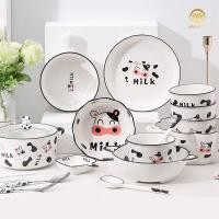 ราคา ชุดถ้วยเซรามิก จาน ชาม ถ้วย เครื่องใช้ในครัวเรือน ด้วยโมติฟวัวน่ารัก - ซ เซรามิกส์ (53806124306)