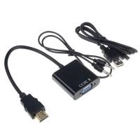 ราคา หัวแปลงพอร์ต HDMI to VGA+AUX+MICRO USB สีดำ Converter Adapter รับประกัน1ปี (40223246348)