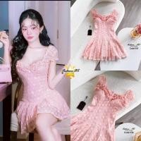 ราคา RattanaPT เดรสแต่งระบายช่วงหน้าอกและแขนเสื้อ ทรงสวยมาก ปลายประโปรงเป็นจีบรอบ (57450937193)