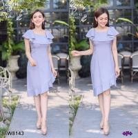 ราคา เดรสออกงาน สีเทา ทรงคอกว้างแต่งระบาย เฉียง ไปงานเลี้ยง งานแต่ง งานตรีมสีเทา (28753856791)