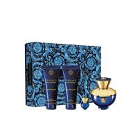 ราคา Versace dylan blue pour femme gift set edp 100ml+bath&showergel 100ml+bodylotion 100ml+edp mini 5ml (46702702926)