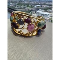ราคา กำไลพลอยดิบแท้ทับทิม ไพลิน หยก ตัวเรือนเงินแท้ชุบทอง 18k free size (58062532227)