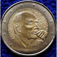 ราคา เหรียญ​ยูโร​ ฝรั่งเศส​ France, 2​ Euro, (วันเกิด100ปี Francois Mitterand), # 1915, ไม่​ผ่าน​ใช้​ UNC (26291394235)