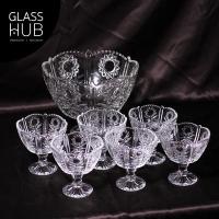 ราคา GLASS HUB - PUNCH SET 130-B7- (เซตพานใหญ่-พานเล็ก) ถ้วยใส พานแก้วลายคริสตัล ดีไซน์สวยหรู แฮนด์เมด แก้วมีขา (22934916010)