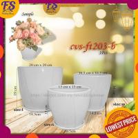 ราคา กระถางดอกไม้สไตล์ย่อ/ กระถางเซรามิกทรงกลม/ หม้อเซรามิก /Pasu Ceramik Putih/ Pasu Gubahan/ CVS-FT203-B (21380112397)