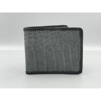 ราคา กระเป๋าสตางค์ สีเทา หนังจระเข้แท้ ถักขอบหนังวัว ส่วนท้อง หนังแท้ Crocodile skin wallet สวย ดูดี ใช้ทน สำหรับคุณผู้ชาย (8113380111)