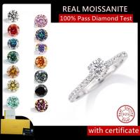 ราคา Moissanite Ring แหวนเงินแท้ 925 ชุบทองคำขาว 18K เพชรโมซาไนต์แท้หลากสี 0.5 กะรัต จี้เครื่องตรวจเพชรผ่าน พร้อมใบรับรอง GRA แหวนแต่งงาน เครื่องประดับของขวัญผู้หญิง (55462422111)
