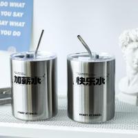 ราคา G GMR Home GJ1 R1 Creative Stainless Steel Double-Layer Thermos Cup Simple Straw Cup with Lid Office Home Couple Cup Korean Cup (45909533792)
