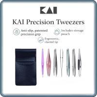 ราคา KAI Precision Tweezers Set – Slant Tip Eyebrow Tweezers, Stainless Steel Anti Slip Grip, Mini & Standard Sizes, with Cap or Pouch Options (Models KQ3214, KQ3215, KQ1831, KQ3219, HL0405) (29838963639)
