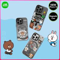 ราคา Line Friends ขี้เล่น/เลเซอร์/Foodie IMD เคสแม่เหล็กสําหรับ 2024 iPhone 16 Pro Max 16 16 Pro 16 รวมทุกอย่างกันกระแทกฝาครอบป้องกัน (26771376585)