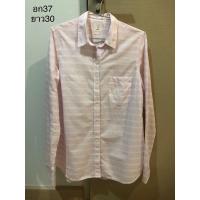 ราคา เสื้อเชิ้ตลายทางสีชมพูขาว GAP ของแท้ ไซส์ L อก37 มีกระเป๋า เสื้อผ้าฝ้ายคอปกสุภาพ ชุดทำงานผู้หญิง เชิ้ตโอเวอร์ไซส์ (19990121844)