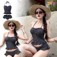 ราคา beach girlคุณภาพสูง ชุดว่ายน้ำแฟชั่น ลายจุด ระบาย ชุดไปทะเล ins โชว์หลัง มีฟองน้ำ ผ้าใส่สบาย พร้อมส่งจากไทย swim (42680707781)