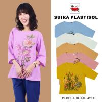 ราคา แตงโม (SUIKA) - เสื้อแตงโม คอปาดแขนสามส่วน ผ้าสลาฟ พิมพ์ลายดอกไม้ ( PL.C3 ) (20360329913)