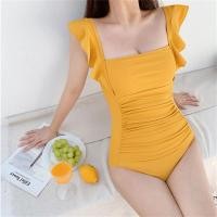 ราคา K Swimwear O2211 ชุดว่ายน้ำ วันพีช สายระบาย สีแดง , สีเหลือง , สีดำ (10885975994)