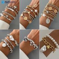 ราคา DIGIFOUNDER ผู้หญิงแฟชั่นเลียนแบบ Pearls สร้อยข้อมือชุดจี้หัวใจโลหะผสมเงินสีทองโซ่ตกแต่งสร้างสรรค์เครื่องประดับของขวัญ L6O3 (44562783200)