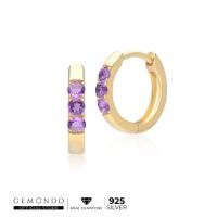 ราคา Gemondo ต่างหูเงิน 925 Sterling Silver ประดับอเมทิสต์ (Amethyst) ทรงต่างหูห่วง: ต่างหูพลอย พลอยม่วง (16492398301)