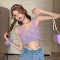 ราคา เสื้อสายเดี่ยว สายเดี่ยวสีม่วง ไหมพรมสีม่วง ครอป (6442610902)