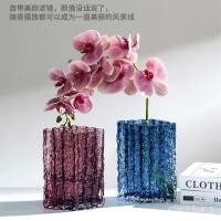 ราคา แจกันดอกไม้ ใหม่ลมทะเลสีฟ้าเพชรธารน้ำแข็งแจกันแก้วสีหนาของตกแต่งบ้านสไตล์หรูหราเบาๆ HEQC (28653011639)