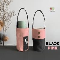 ราคา DT x BlackPink กระติกน้ําร้อน กระเป๋าผ้าแคนวาส สําหรับถ้วย ขนาด 750ml 450ml 600ml 500ml พื้นที่สีดําสีชมพูวินเทจ (48406119967)