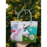 ราคา กระเป๋าสานสีเขียวลายม้ายูนิคอร์น (13650907573)