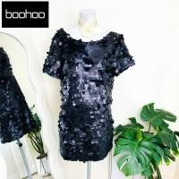 ราคา ไซด์ L มือ 1 แบรนด์ boohoo แท้ 100%เดรส เกล็ดหูช้าง งานเกล็ดวิบวับ สีดำ ใส่ออกงาน ทรงเข้ารูป เดรสออกงาน ชุดปาร์ตี้(27) (27321255270)