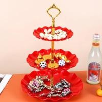 ราคา ชั้นวางเค้กผลไม้ 3 ชั้นถาดขนมจานเสิร์ฟคลื่นความงาม WEO YUMB3 (50562134060)