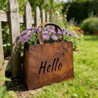 ราคา {xiapimart} ของขวัญสําหรับ Garden Lovers กระเป๋าถือชาวไร่, Rustic Farmhouse Garden Decor Metal Tote, Double Sided Welcome Sign Planter for Outdoo (48062784200)