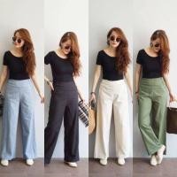 ราคา กางเกงแฟชั่นเนื้อผ้าลินิน ทรงขายาว เอวสูงทรงสวยมาก (18571900116)