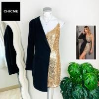 ราคา ไซด์ L แบรนด์ Chicme แท้100%เดรส ทรงสูท ไหล่เดียว งานเกล็ดวิบวับ สีโรสโกล/ดำ ใส่ออกงาน ทรงเข้ารูป เดรสออกงาน ชุดปาร์ตี้ (44426440396)